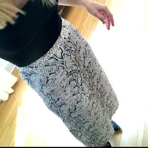 Reformation snakeskin midi skirt